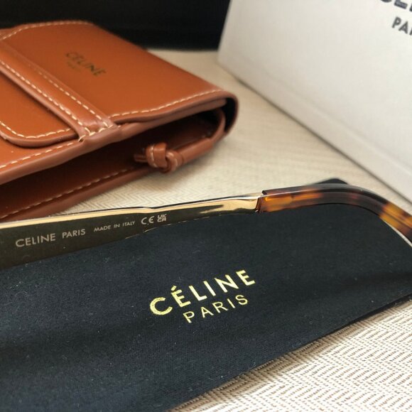 Celine Sunglasses CL40235U Triomphe Gold Metal Frame Green Lenses Sunglasses - Picture 4 of 5